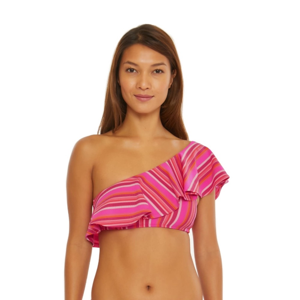 Trina Turk Marai Asymmetrical Ruffle Bikini Top 4 NWT